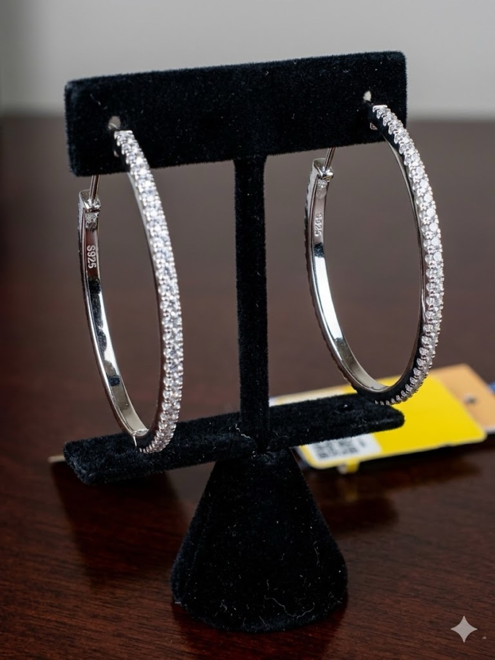 NWT Moissanite Sterling Silver 1.5” Hoop Earrings.